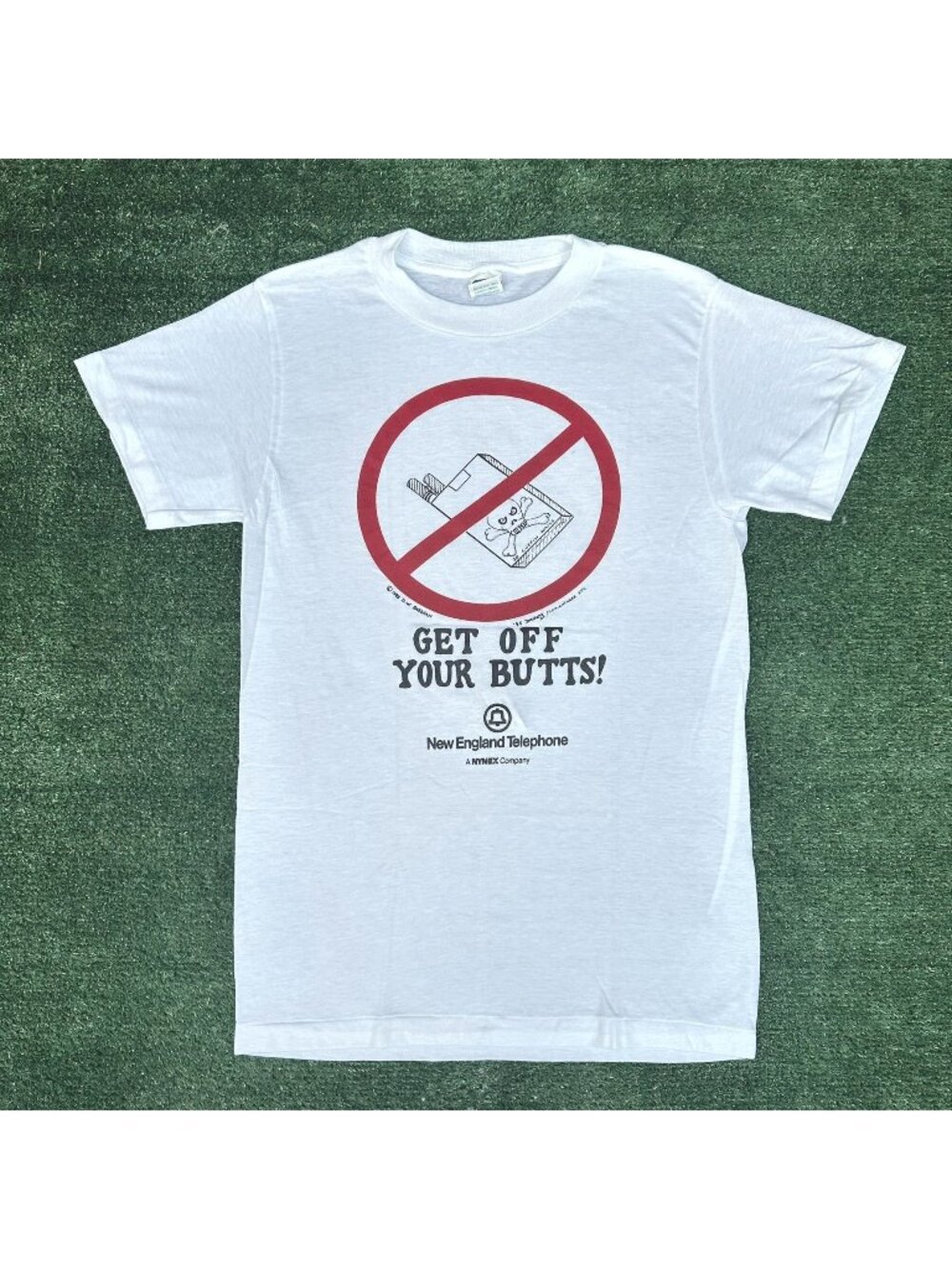 Vintage 80s Get Off Your Butts Smoking T-Shirt White M Single Stitch Paper Thin